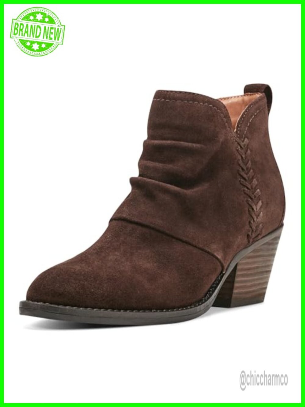 Women's Chandy Leather Ankle Bootie with Stacked Heel and Cushioned Insole